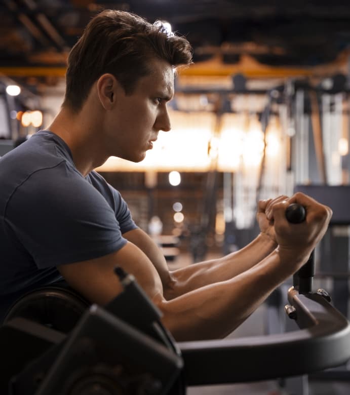 Focused athlete in a modern gym setting